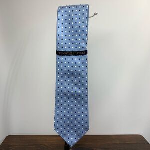 Tommy Hilfiger Men's Polka Dots Print Silk Blend Neck Tie Blue NWT